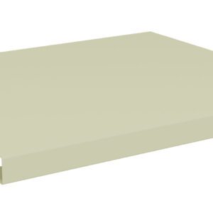 A beige metal shelf bracket with a flat surface and three circular mounting holes on the side. The bracket has a simple, rectangular shape and is designed to be mounted on a wall for supporting shelves.