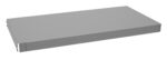 Gray rectangular metal panel with smooth surfaces and rounded edges, featuring a small circular hole near the center. The panel appears to be part of a larger structure or equipment, such as a shelf or cover.