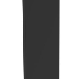 A tall, thin, rectangular black panel standing upright against a light gray background.