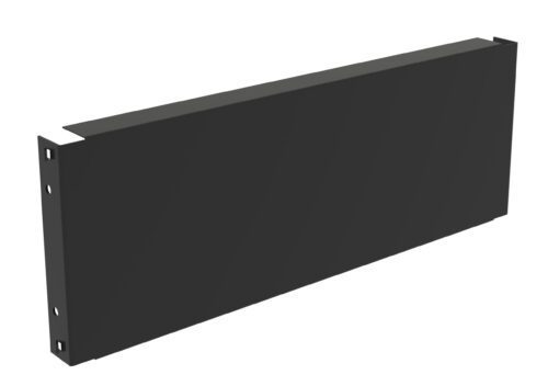 nmwyep7euo2ocsckf6vj.jpg A rectangular, black metal panel with mounting brackets on the left edge, viewed at an angle against a white background.