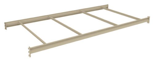 o10ff8diyyevmjruley9.jpg Rectangular metal framework with a beige finish, featuring three evenly spaced crossbars. The structure is flat and typically used for shelving or support purposes.