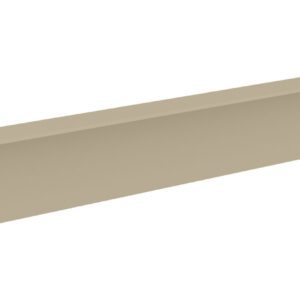A long, beige, L-shaped metal bracket with a hole on each end.