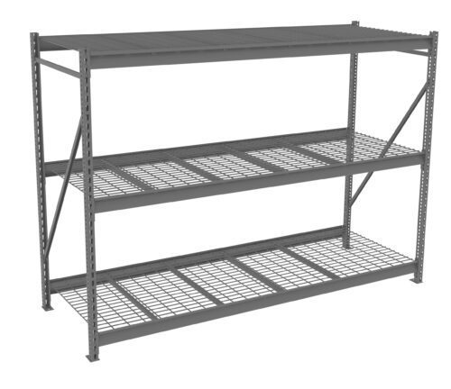 p5dsf7a10vqitye6htjx.jpg Three-tier metal shelving unit with a minimalistic design, featuring open wire shelves and a sturdy frame. The shelves have a grid pattern for ventilation and easy visibility. The structure is designed for heavy-duty storage.