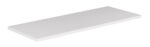 A simple white rectangular shelf on a plain white background, viewed from an angle that shows its flat surface and thickness.