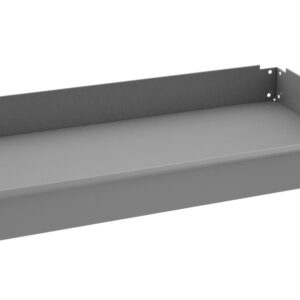 A rectangular metal tray with raised edges and a plain surface, shown from an angled view. The tray is simple in design and has small holes at each corner for assembly or attachment.