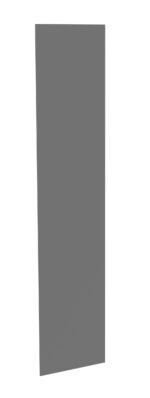 A tall, rectangular, gray 3D object stands upright against a white background. The surface appears smooth and untextured, with the light casting a subtle shadow on one side.