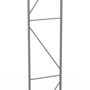 Tall metal shelving frame with a vertical structure and diagonal crossbars for support, standing against a white background.