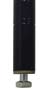 Close-up of a black cylindrical device with a small metallic base. The device has a sleek, modern design and appears to be an electronic gadget or component, standing against a white background.