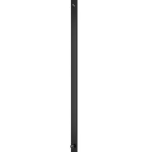 The Visiontron Receiving End for Panel Systems is a long, narrow black metal bracket with a rectangular profile and four screw holes; screws are partially inserted at both ends for mounting or structural support.