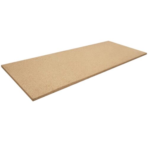 The Wooden shelf panel, reminiscent of Penco Clipper Shelving, boasts a light brown natural finish, situated horizontally against a white background. Clean edges and a smooth surface enhance its minimalist charm.