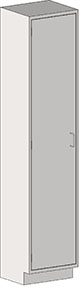Illustration of an Eagle MHC Tall Case cabinet with a light gray LH door and slightly darker frame, featuring a simple right-side handle, measuring 18x24 inches.