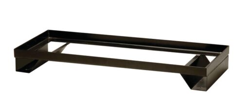 A black metal rectangular frame with two support brackets on each end, similar to a Justrite Leg Riser F/Cabinet, 30/45G. Designed for mounting or supporting, its ideal for customized setups.