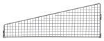 The Quantum Partition Wall Divider features an angled sloping top with a grid pattern. It is primarily silver, measuring 16W x 6H and has one-sided hinges for easy installation, completed with a chrome-plated finish.