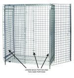 The Quantum Enclosure Panels feature a 3-sided metal wire frame with open front; it measures 18W x 36L x 60H and includes two side panels and one back panel, all chrome plated for durability. Two arrows show where the panels connect to secure the structure.