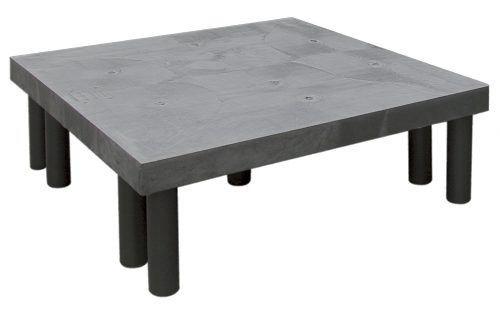363612DPS.jpg The Quantum Polymer Dunnage Rack, crafted from polyethylene with a 1000 lb. load capacity, is gray and square with nine cylindrical legs. It has a textured surface with round indents and is made in the USA, providing a solid and stable platform.
