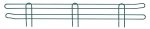 The Quantum Back/Side Ledge, measuring 36W x 4H, comes in a green epoxy antimicrobial finish with two horizontal bars and four vertical legs to support climbing plants. Elegant loops at the bar ends provide an attractive design against a white background.