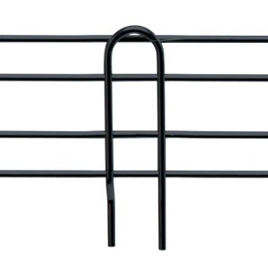 The Quantum Back Ledge is a 42W x 4H sleek black metal wire rack with a black epoxy antimicrobial finish, featuring two horizontal bars with looped ends. Its perfect for organizing items on any back ledge.