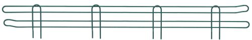 BL60P.jpg The Quantum Back Ledge, 60W X 4H, with a green epoxy antimicrobial finish, has two horizontal rods and three vertical loops. Its flat, elongated design resembles a plant support, making it ideal for garden use.
