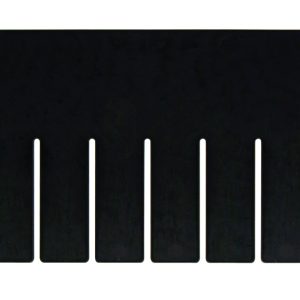 Image of the Quantum Long Divider, a black plastic tool with ten evenly spaced slots. This USA-made rectangular divider features a flat top and short teeth at the bottom, ideal for use with DG92060CO. (Pack of 6).