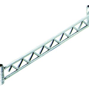 The Quantum Hang Rail, 18L, showcases a silver-colored, open triangular handle with socket ends. Its lattice pattern enhances strength and grip, while the chrome plated finish provides durability and style.