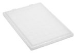 The Quantum Tote Box Lid, designed for use with Snt190 and Snt195, is a clear rectangular cover featuring a subtle grid pattern. Made in the USA.