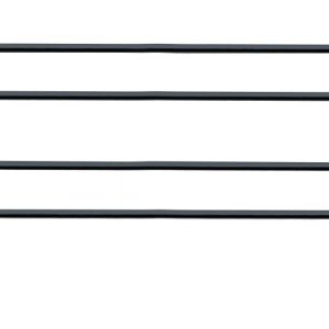 The Quantum Side Ledge is a sleek black metal microwave rack with a durable black epoxy antimicrobial finish, elegantly designed with two horizontal bars and vertical supports. It features rounded edges and measures 21D x 4H, making it ideal for your kitchen space.