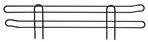 The Quantum Side Ledge is a sleek black metal microwave rack with a durable black epoxy antimicrobial finish, elegantly designed with two horizontal bars and vertical supports. It features rounded edges and measures 21D x 4H, making it ideal for your kitchen space.
