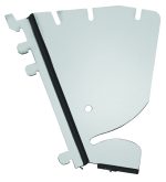 Sold as a pair, the Quantum Partition Wall Hanging Brackets feature an adjustable angle, a curved front section with spine notches, and a central circular cutout. Their reflective silver finish adds elegance to their minimalist design.