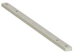 The Quantum Partition Wall Bar is a long, narrow metal strip with a rectangular profile, four evenly spaced holes, rounded ends, and a smooth surface. Its perfect for use with single-sided kits and ideal for securely mounting casters.